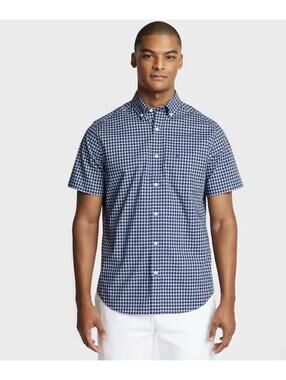 Nautica Wrinkle Resistant Plaid Short Sleeve Classic Button Up Shirt, Men's XL